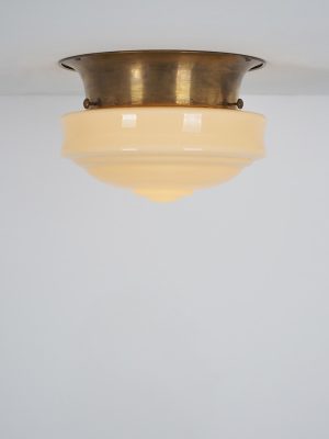 Plafoniera in Ottone e Vetro Giallo #4397