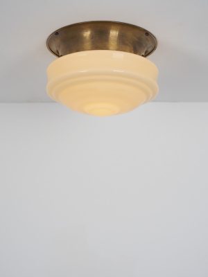 Plafoniera in Ottone e Vetro Giallo #4397