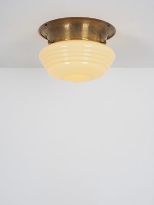 Plafoniera in Ottone e Vetro Giallo #4398