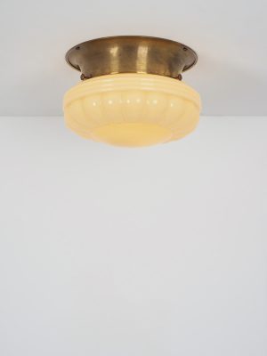 Plafoniera in Ottone e Vetro Giallo #4399