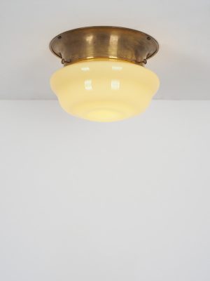 Plafoniera in Ottone e Vetro Giallo #4403
