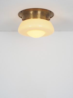 Plafoniera in Ottone e Vetro Giallo #4411