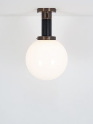Plafoniera in Ottone e Vetro Bianco #4414