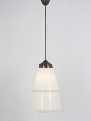 Lampada a Sospensione in Ottone e Vetro Bianco #4417