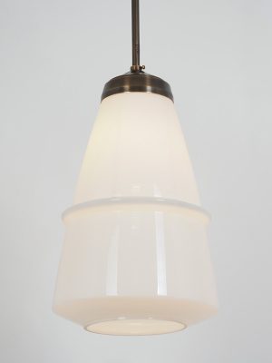 Lampada a Sospensione in Ottone e Vetro Bianco #4417
