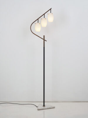 Brass & Opaline Floor Lamp #4577