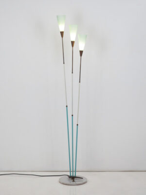 Brass & Green Glass Shades Floor Lamp #4578