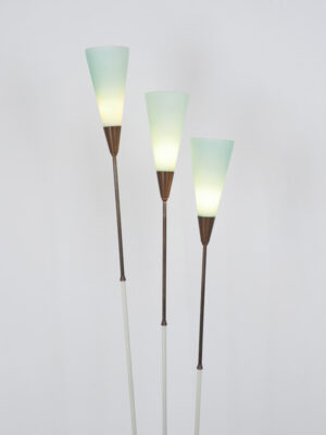 Brass & Green Glass Shades Floor Lamp #4578
