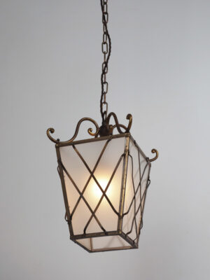 Pair of Brass Hanging Lanterns #4582