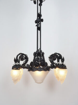 Art Nouveau Wrought Iron Chandelier #4584