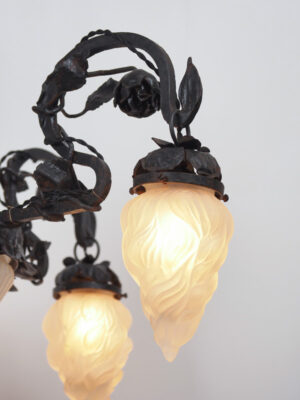 Art Nouveau Wrought Iron Chandelier #4584