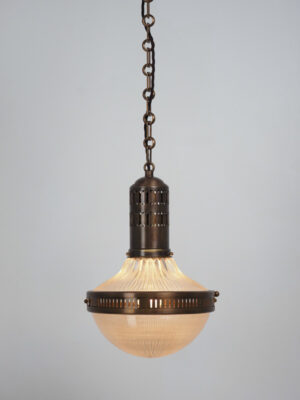 Brass & Holophane Glass Pendant #4586