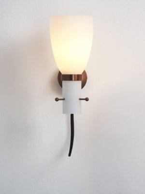 Pair of Brass & Opaline Sconces #4590
