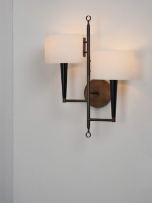 Pair of Brass & Opaline Sconces #4592