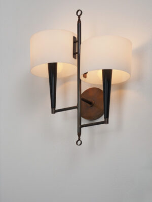 Pair of Brass & Opaline Sconces #4592