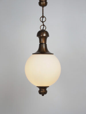 Brass & Opaline Glass Pendant #4597