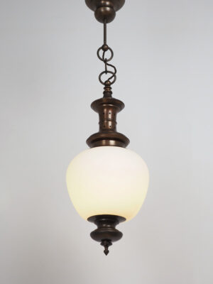 Brass & Opaline Glass Pendant #4598