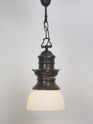 Antique Brass & Opaline Pendant #4600