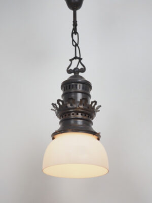 Antique Brass & Opaline Pendant #4600