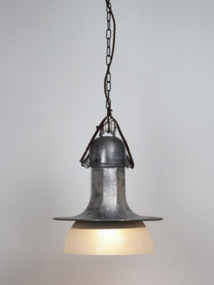 Aluminum & Holophane Glass Pendant #4601