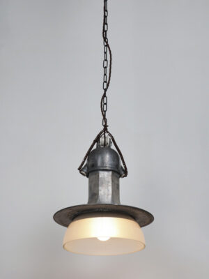 Aluminum & Holophane Glass Pendant #4601
