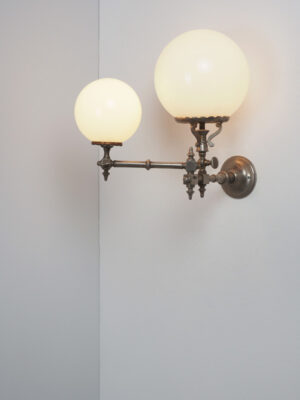 Nickel-Plated Brass & Opaline Sconce #4602