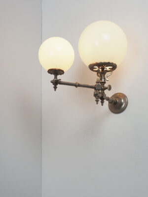 Nickel-Plated Brass & Opaline Sconce #4602