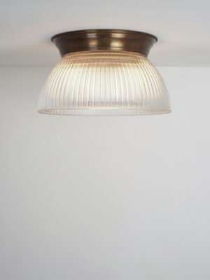 Brass & Holophane Glass Flush Mount #4607