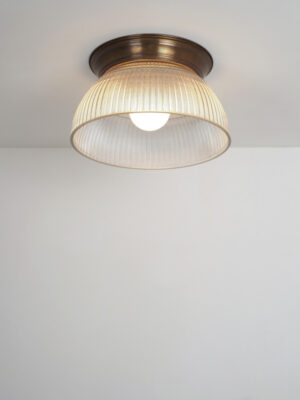 Brass & Holophane Glass Flush Mount #4607
