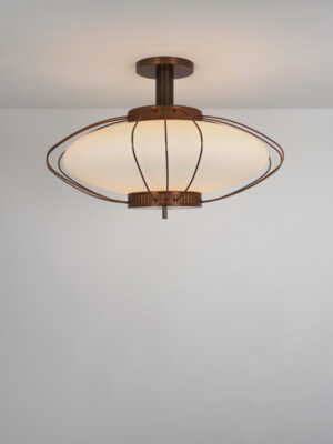 Brass & Opaline Semi-Flush Mount Light #4608