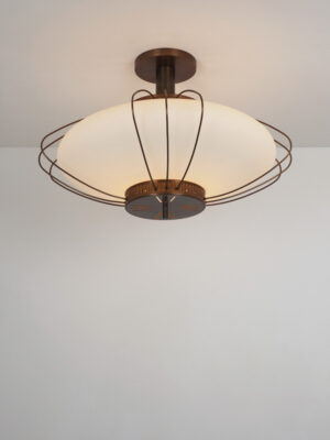 Brass & Opaline Semi-Flush Mount Light #4608