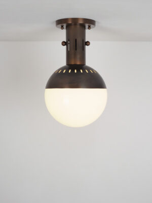 Brass & Opaline Semi-Flush Mount Light #4609