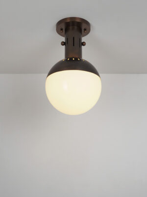 Brass & Opaline Semi-Flush Mount Light #4609