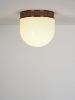 Brass & Opaline Glass Flush Mount #4611