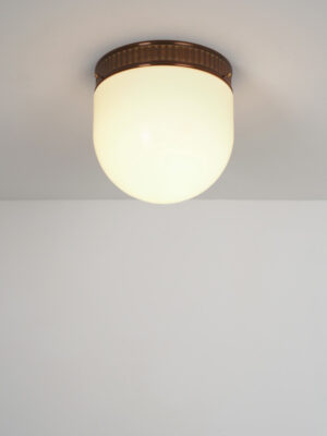 Brass & Opaline Glass Flush Mount #4611