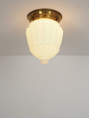 Brass & Opaline Flush Mount #4612