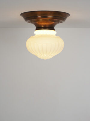 Brass & Opaline Flush Mount #4615