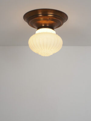 Brass & Opaline Flush Mount #4615