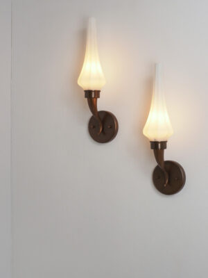 Brass & Opaline Sconce #4619