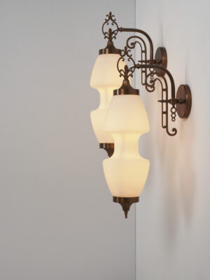 Pair of Brass & Opaline Sconces #4623
